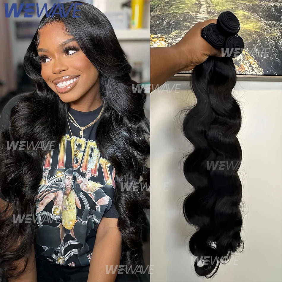 Body Wave Human Hair Bundles Brazilian Remy Unprocessed 26 28 30 Inch Wavy Doule Drawn 1 3 4 Bundles Weave Extensions Deals
