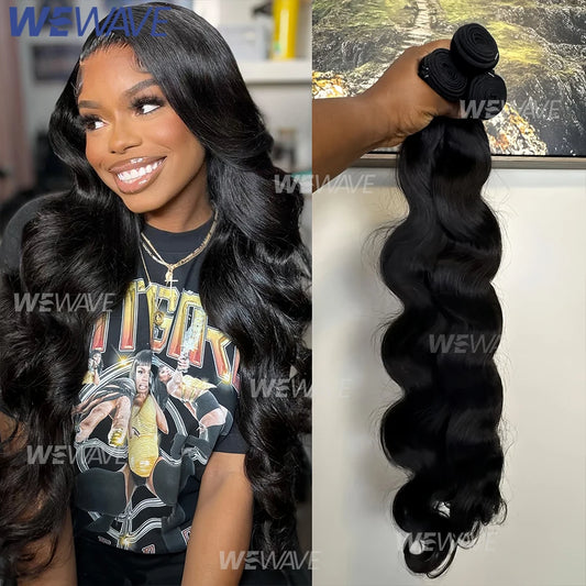 Body Wave Human Hair Bundles Brazilian Remy Unprocessed 26 28 30 Inch Wavy Doule Drawn 1 3 4 Bundles Weave Extensions Deals