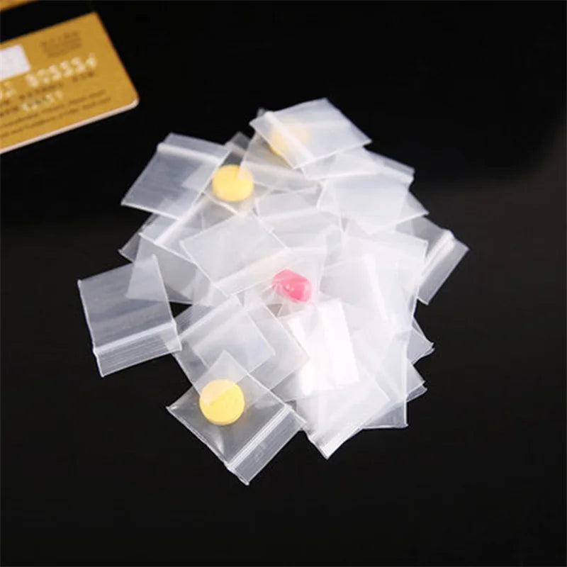 100pcs Mini Plastic Storage Bags Resealable Self Sealing Zipper Clear Plastic Pouch For Small Business Jewelry Storage Packaging