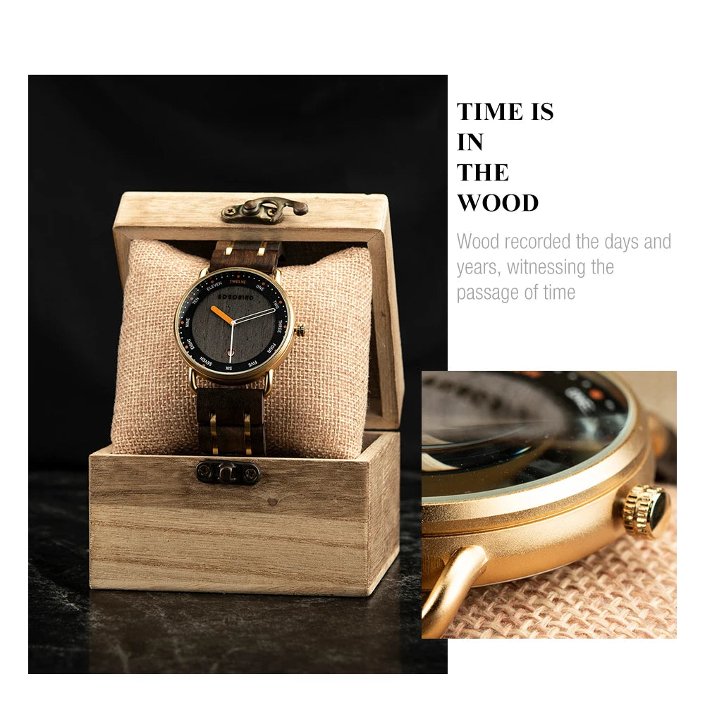 Man's Watches BOBO BIRD Wooden Quartz Watch Casual Wristwatch for Men Unique Gift Drop Shipping