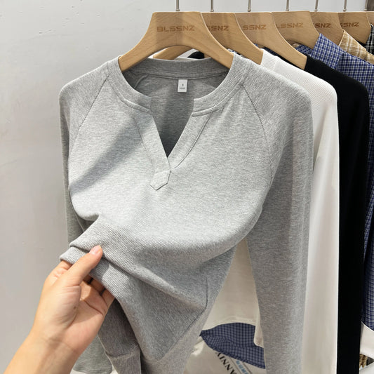 Women's slim V-neck long sleeve tee — view 1 of 20