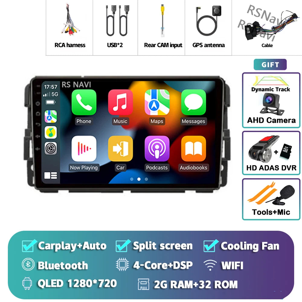 Android 16 Carplay Car Radio For Chevrolet Silverado Impala GMC Yukon Acadia Sierra Navigation GPS Multimedia Player stereo wifi