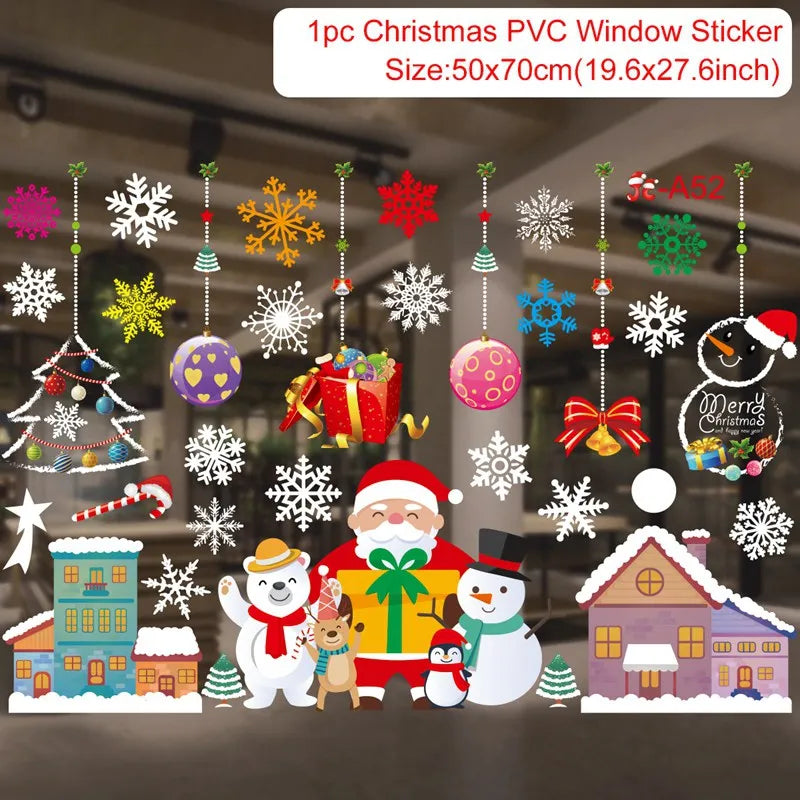 Christmas Wall Window Stickers Marry Christmas Decoration For Home 2026 Christmas Ornaments Xmas Navidad Gift New Year 2026