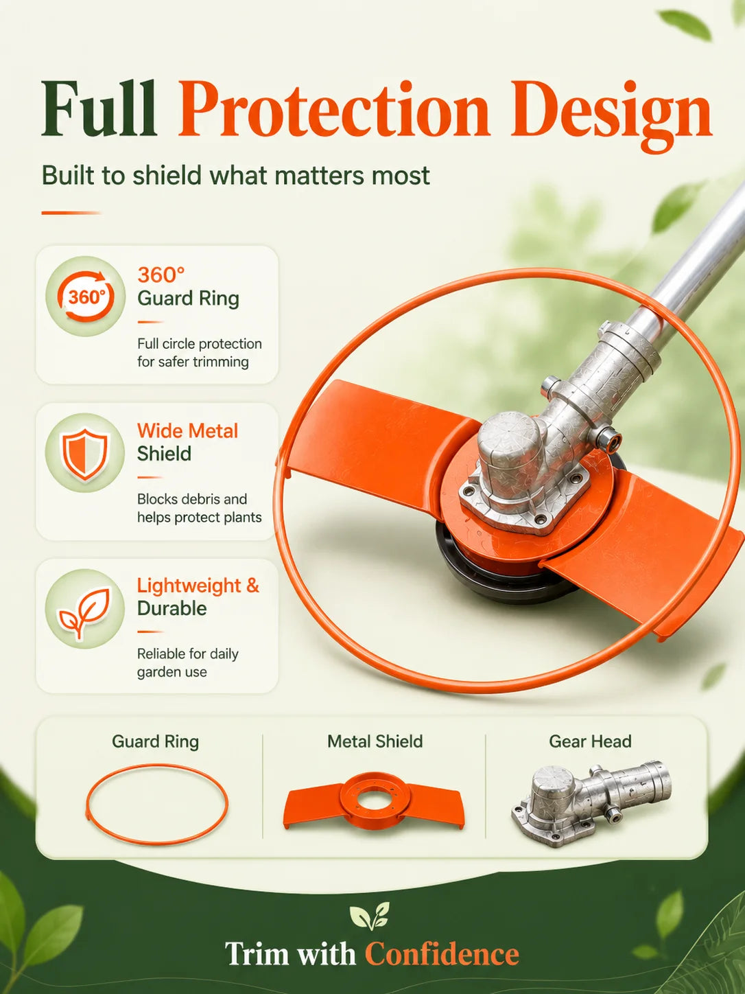 Grass Trimmer Cover, Seedling Protection Lid, Lawn Mower Blade Protector for Garden Orchard Edge Cutting Tool Accessories
