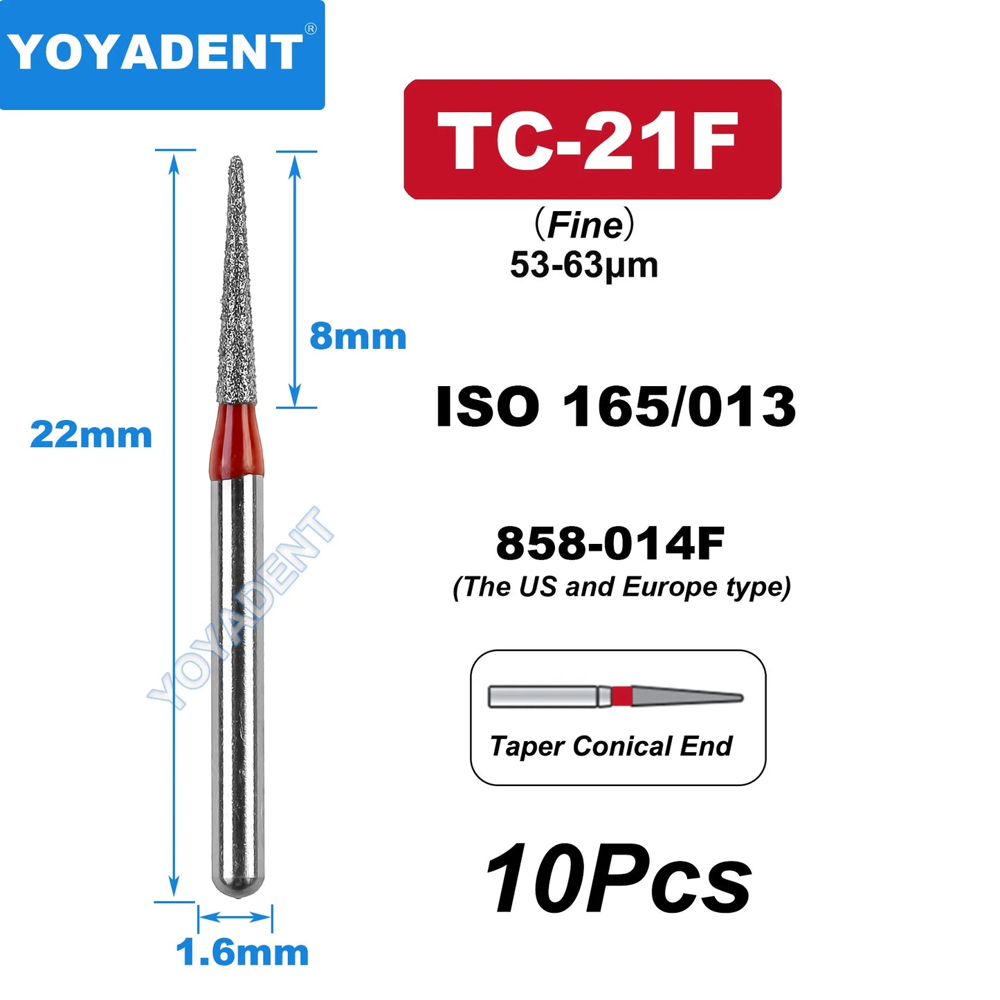 FG Fine Dental Burs Diamond Burs High Speed Turbines Drills Dental Lab Polishing Tools TR/TC/TF/FO/BR/SR/Type 1.6mm 10pcs/Pack