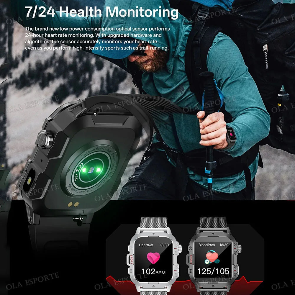 2026 Military Smart Watch – IP68 5ATM, 1.81" AMOLED, Bluetooth Call & Outdoor Fitness Tracker | Men