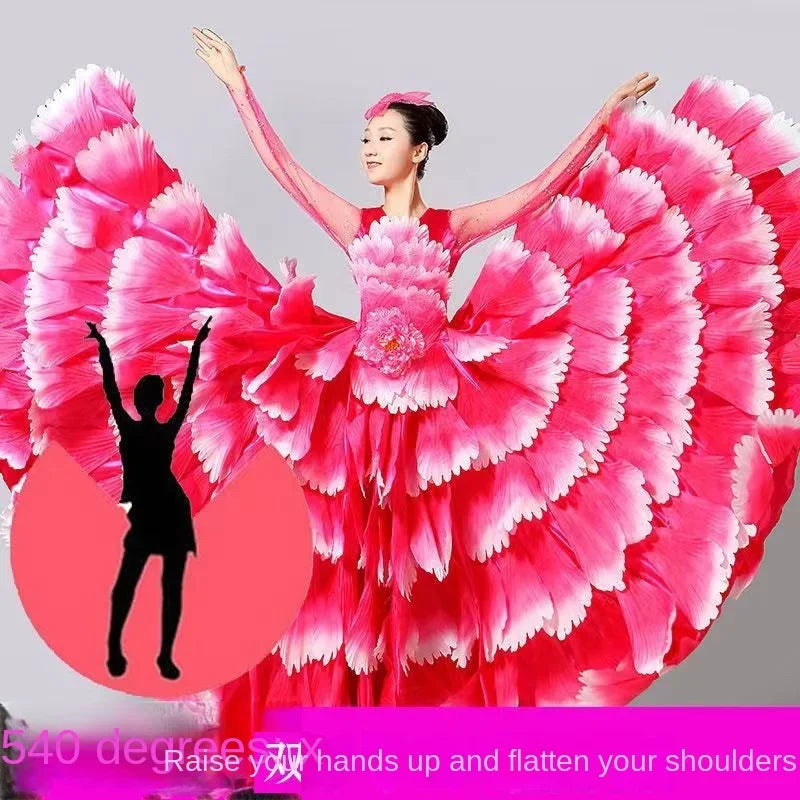 Women's big swing petal flamenco dress