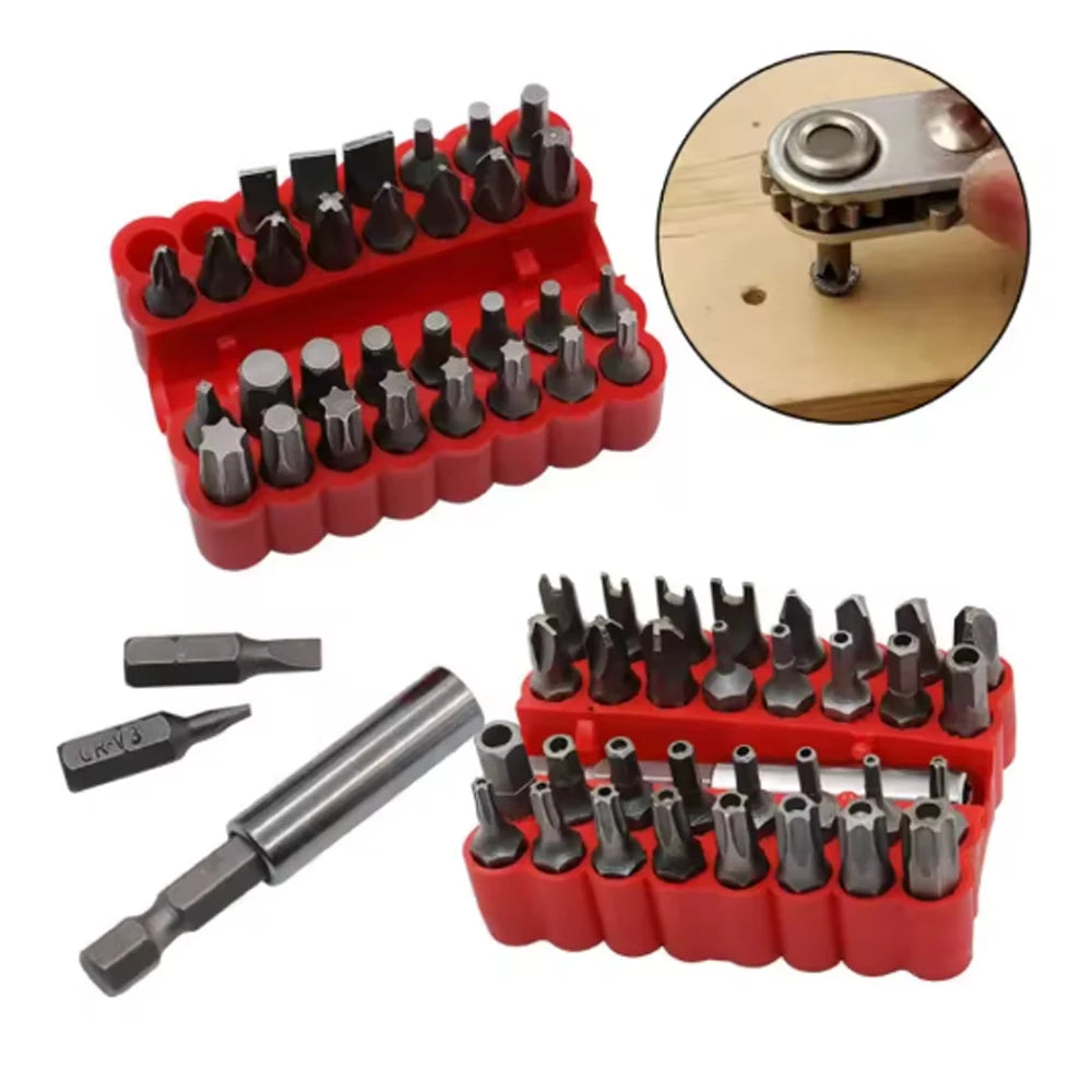 33PCS Professional Security Bit Set Tamper-Proof Multi-Type Screwdrivers With Magnetic Bit Holder Essential Tools For Home