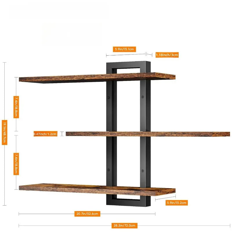 Floating Shelves for Wall, Wood Wall Shelves for Bathroom, 3 Tier Shelves for Wall Decor, Decorative Hanging Storage Shelf