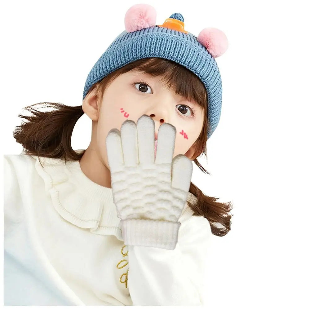 Kids Thick Knitted Winter Gloves - Full Finger Warm Mittens - photo 3