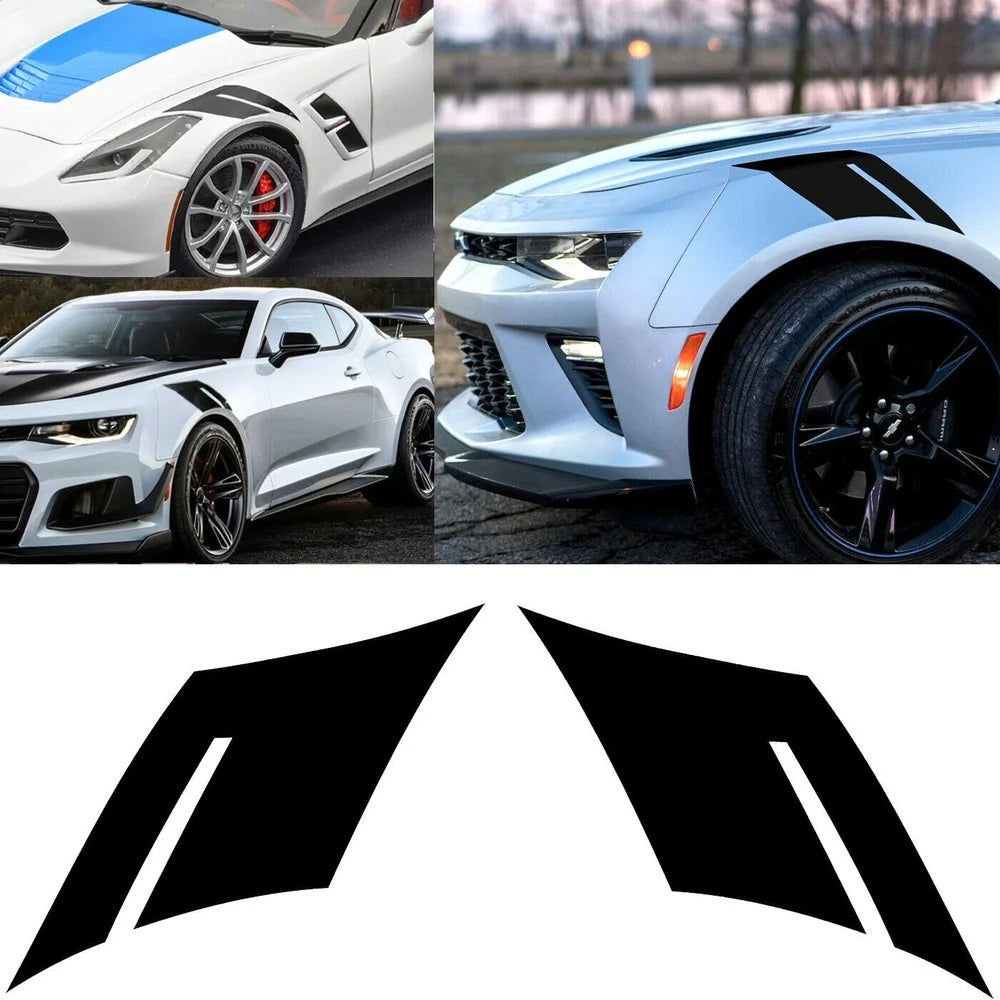 2pcs Glossy Side Fender Hash Marks Stripe Decals Stickers For Chevy Corvette Camaro