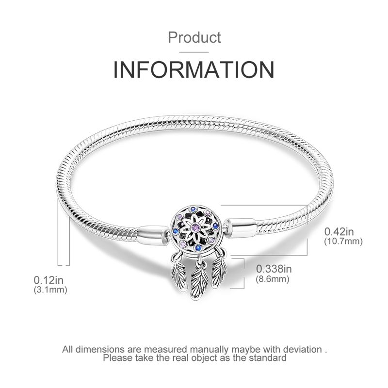 925 Sterling Silver Charm Bracelet – Star Moon Sun Four Leaf Clover Zircon | DIY Birthday Gift for Women (17-20cm)