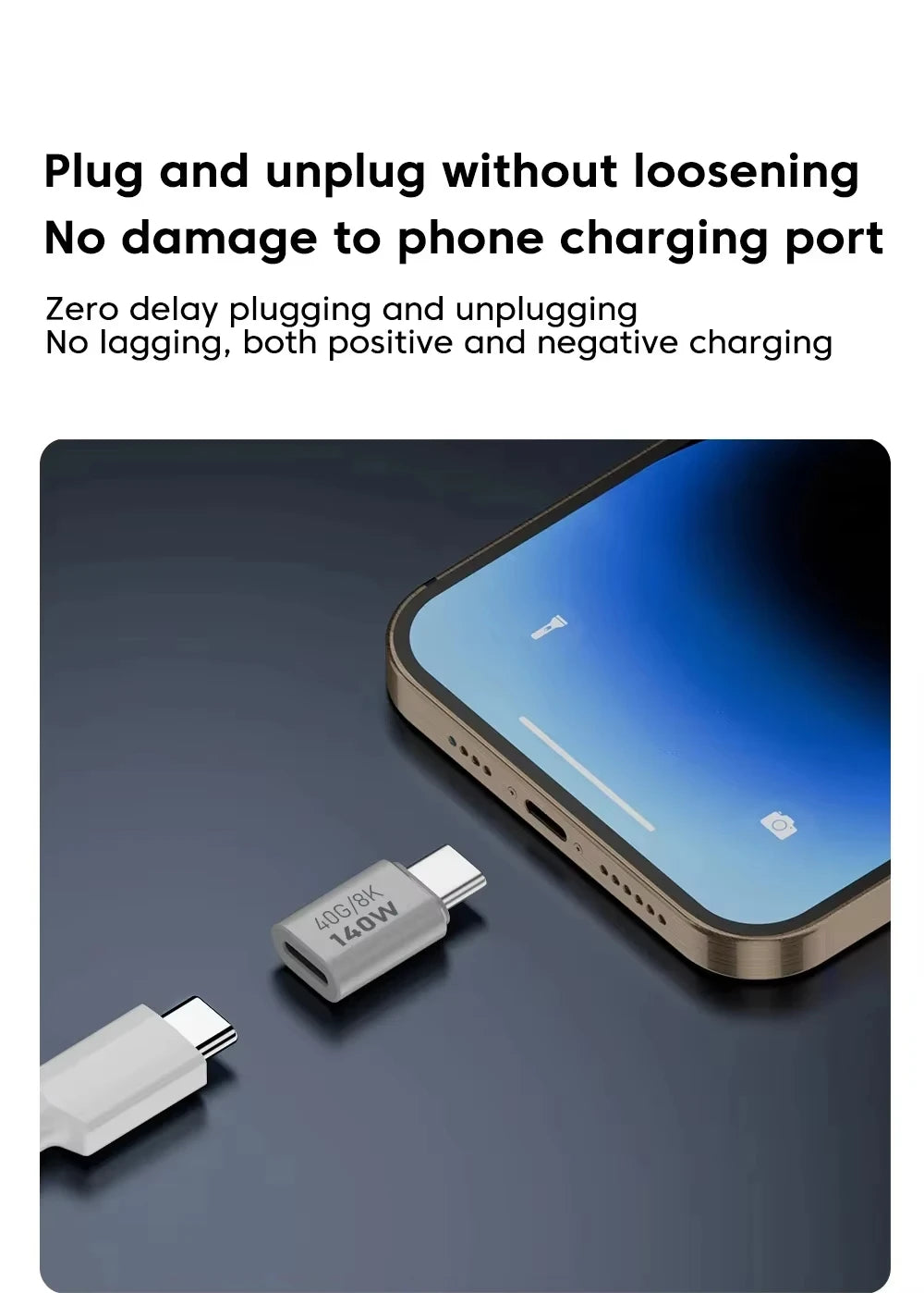 NNBILI 140W 40Gbps OTG Type C Adapter 90 degree USB C to Type C Fast Charging USB3.1 Data Transfer Adapter For iPhone 15 Macbook