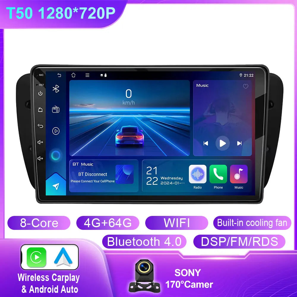 Car Radio For Seat Ibiza MK4 6J 2008-2015 Android Auto CarPlay GPS Navigation Multimedia Bluetooth 4G WIFI Car Head Unit No 2Din