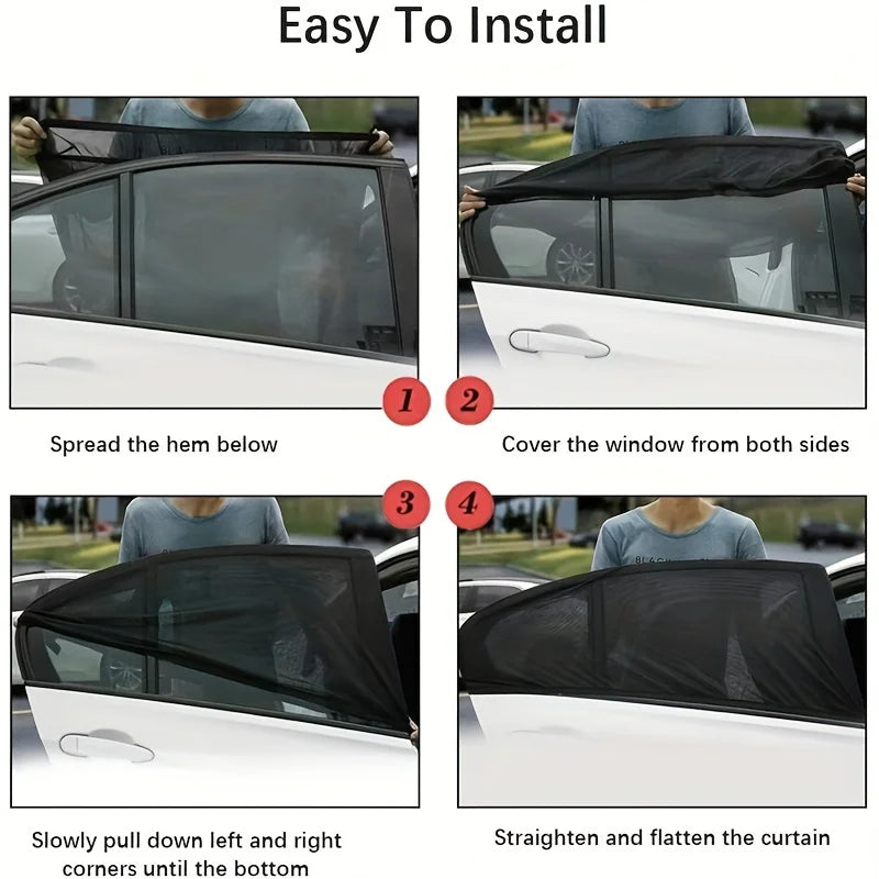 Car Window Mosquito Net & Sunshade Mesh Curtain (2-Pack)