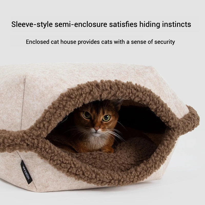 2in1 Scallop-shaped Cat House Cat Bed Warm Semi-enclosed Secure Soft Collapsible Multifunctional Comfortable Indoor Outdoor