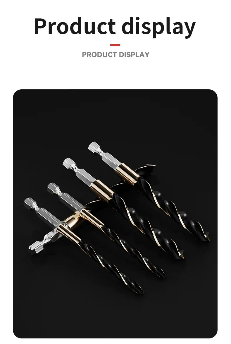 1.5-7.5mm Hex Shank Twist Drill Bit Wood Metal Hole Cutter Core Drilling Tool Cobalt Carbide Tip Flat Drill Bits HSS
