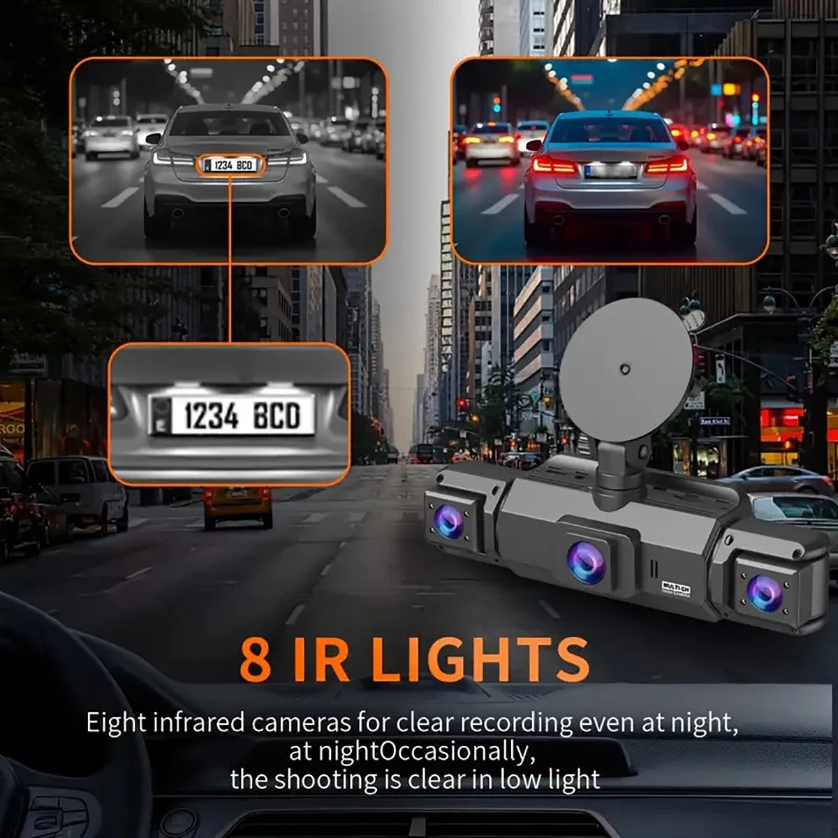 360° Car DVR Dash Cam 4 Lens Front Rear Left Right Inside IPS Screen Rotatable Lens Night Vision 24H Parking G-Sensor Black Box