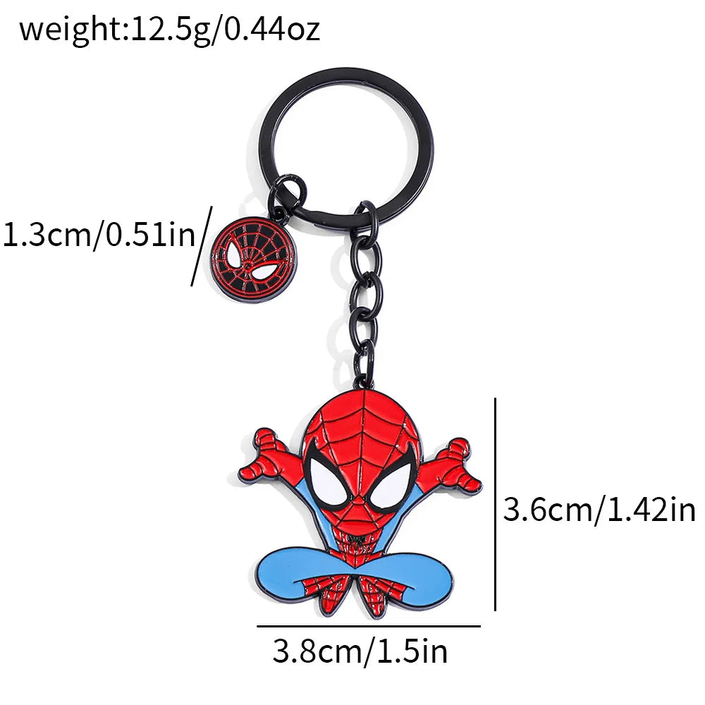 Red Spider Hero Keychain Cute Cartoon Character Enamel Heart Keyring Bag Charm for Movie Fans Gift Accessory
