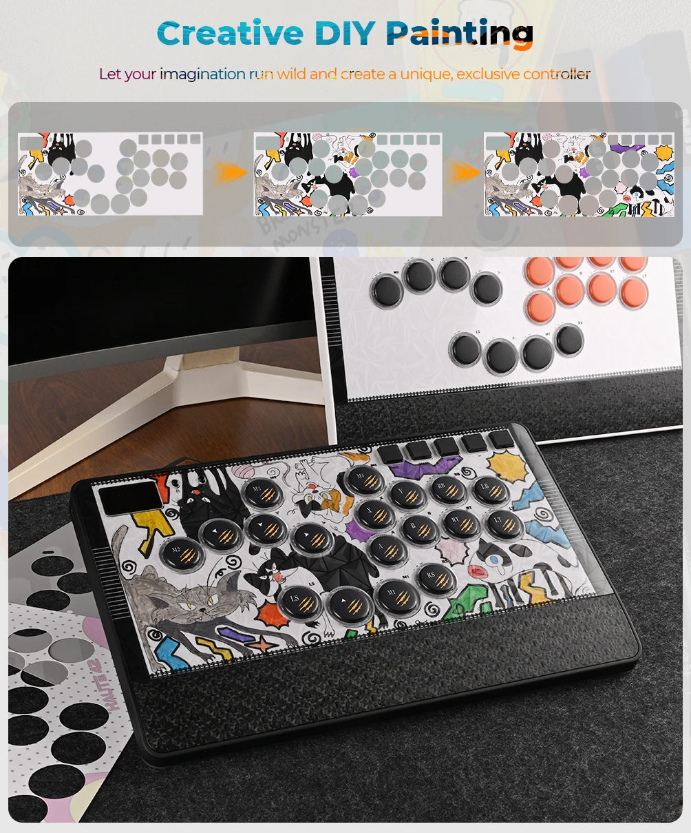 Haute42 C-AT Magnetic Leverless Hitbox Controller Stickless Arcade Controller Keyboard For PC/PS4/PS5/Switch Hitbox Fightstick