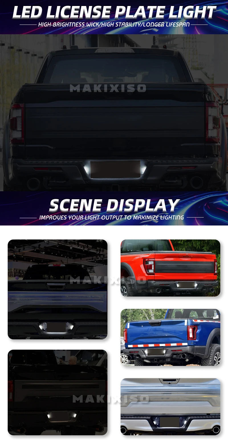 LED License Plate Lights for Ford F-150 / Raptor 2015+ (6000K White, Pair)