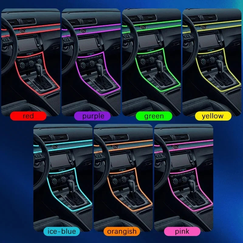 RGB Fiber Optic Car Ambient Light Strip with Music Sync (2-5m)