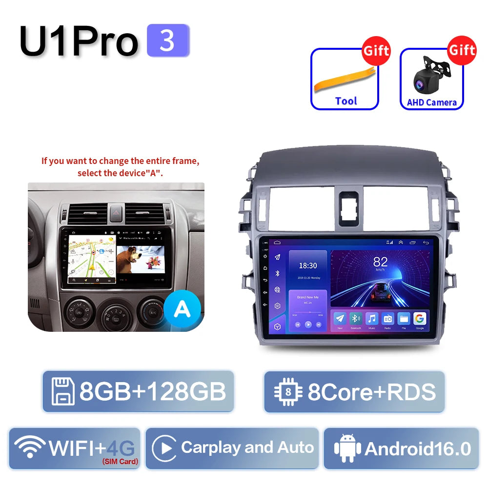 Android Car Stereo for Toyota Corolla E140/E150 (2006–2013) — CarPlay, Android Auto, DSP, 4G, Subwoofer Output