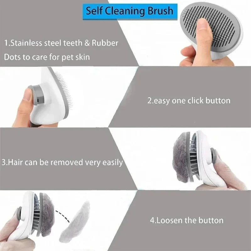 Self-Cleaning Slicker Brush for Dogs and Cats, Pet Hair Remover