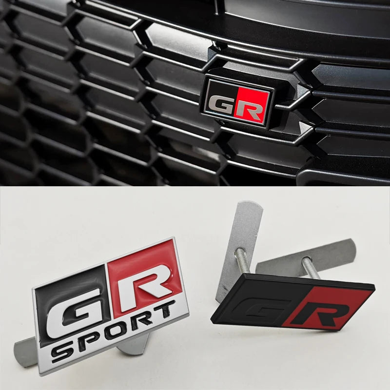3D Metal Car Sticker GR SPORT Logo Fender Side Badge Rear Trunk Front Grille Emblem For Toyota Alphard Avensis Prius Crown Yaris