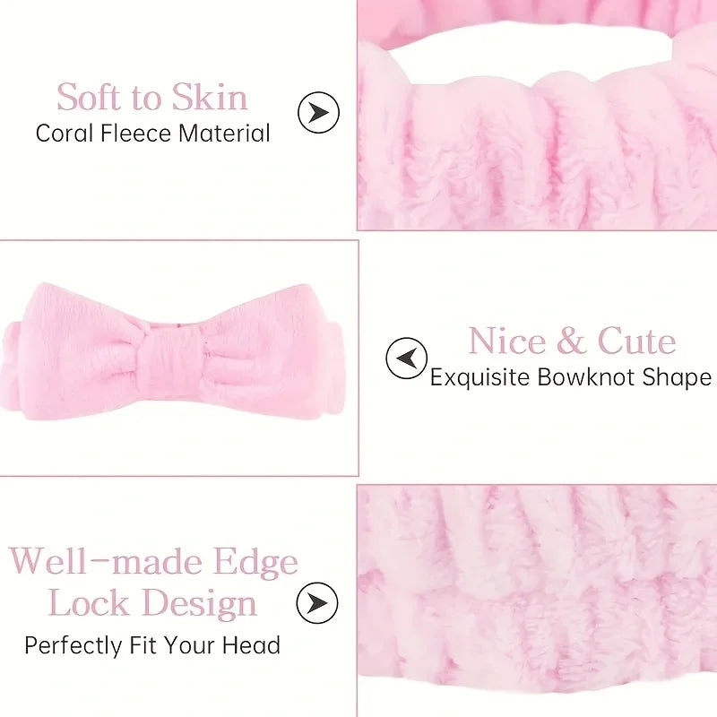 20 Spa Gift Set -5 Polyester Large Bags, 5 Headbands, 5 Hair Rings, 5 Bear Shaped Fabrics - Perfect for Bridal Showers, Singles'