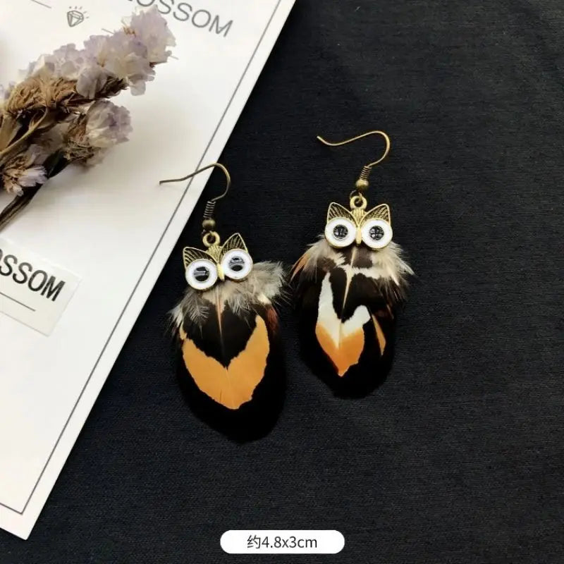 Unique Exaggerate Feather Earrings Creative Feathers Long Earrings Trendy Boho Big Earrings Jewelry Wholesale Custom Packaging