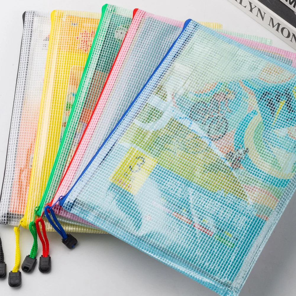 10Pcs Document Bag A5 A6 Plastic Zip File Folders Waterproof Document Organizer for  Office Supplies Travel Storage Bags