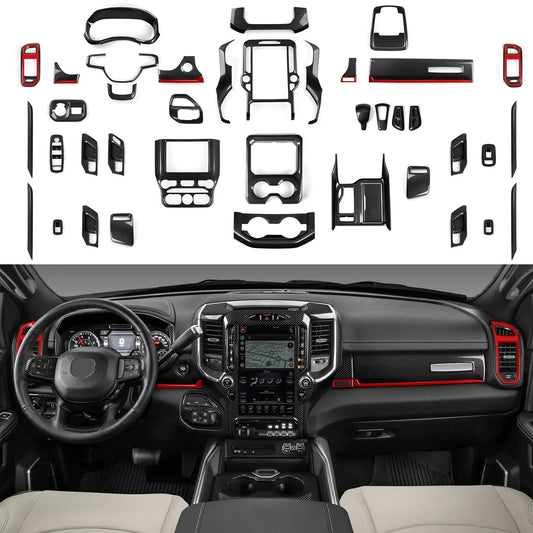 Carbon Fiber Interior Trim Sticker Kit for Dodge RAM 1500/2500/3500 2019-2026