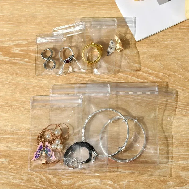 Wholesale PVC Self Sealed Bags for Jewelry Earrings Necklace Rings Storage Package Bag Organizer Dust-proof Anti-oxidation Pouch