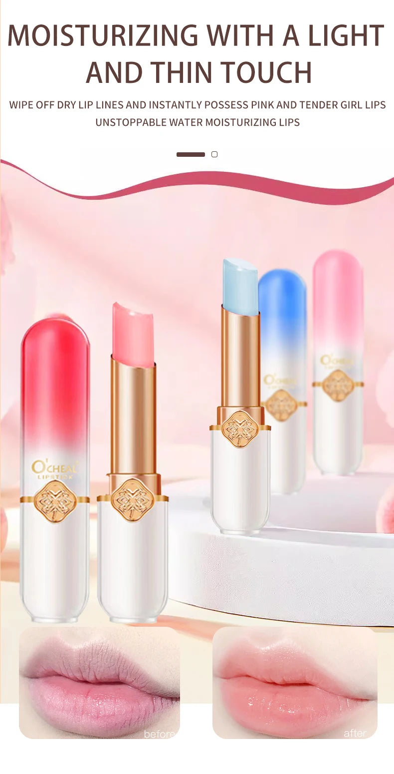 O'CHEAL Color Changing Fruit Lip Balm – Moisturizing Waterproof Temperature Changing Lipstick | Strawberry, Blueberry & Peach