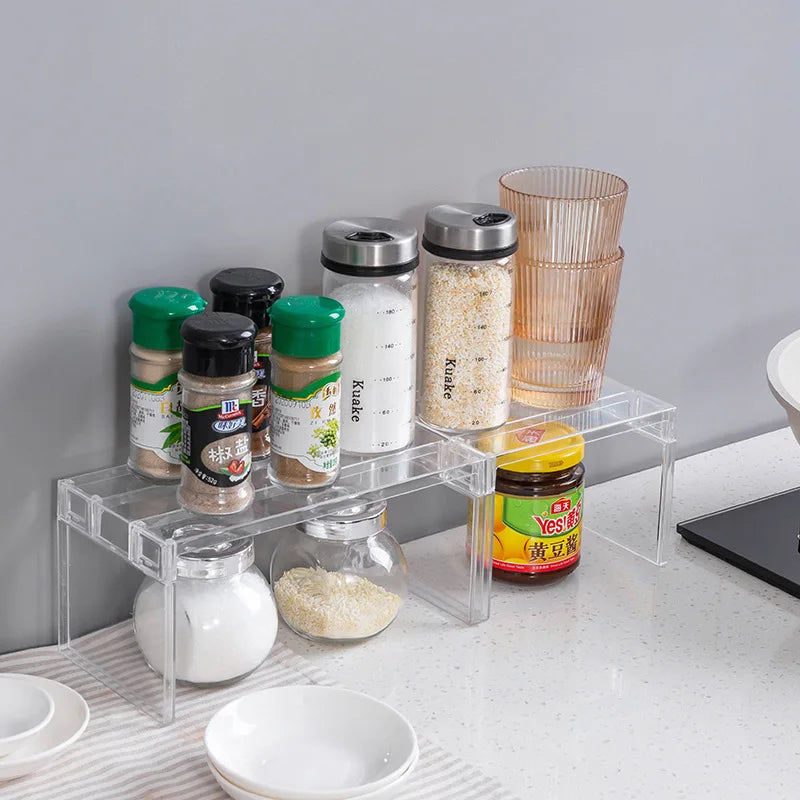Clear Expandable Cabinet Organizer - Spice and Dish Divider Shelf - photo 3