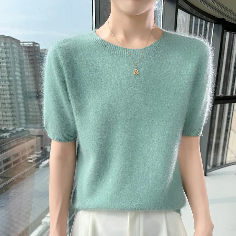 Women's Short Sleeve Knit Sweater Top