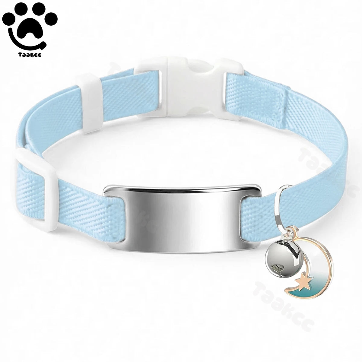 Customized Fashion Elastic Cat Collar Free Engraved Puppy Kitten Anti-lost Pet ID Nameplate Necklace With Bell & Moon Ornament