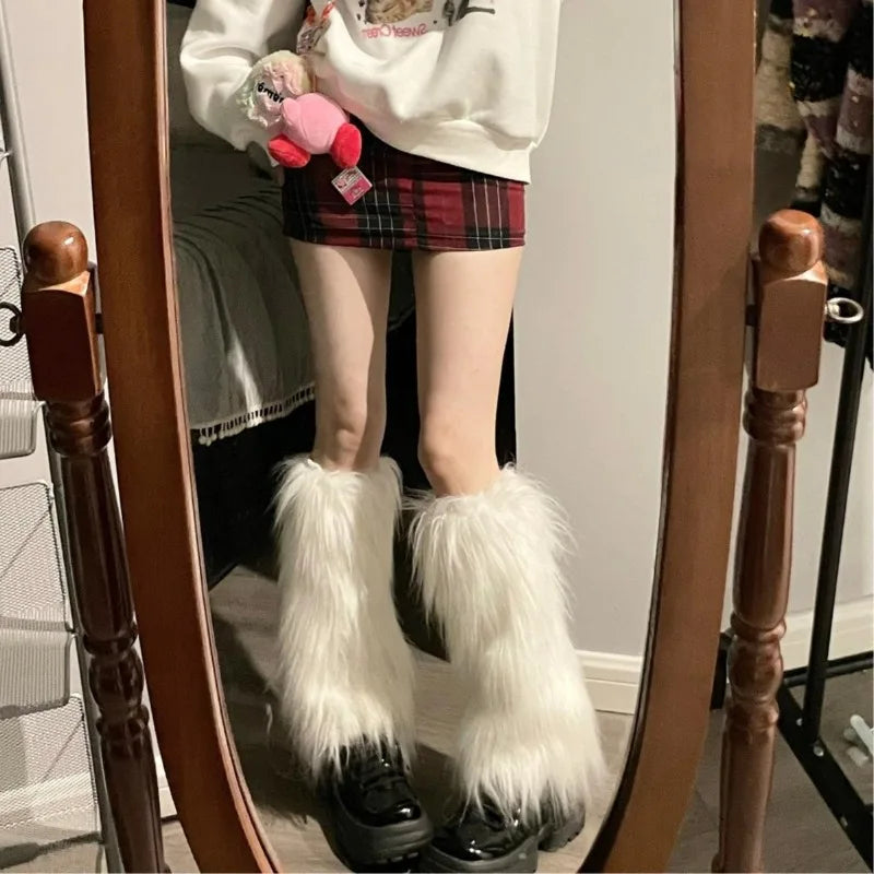 Women's Faux Fur Leg Warmers, Knee Length