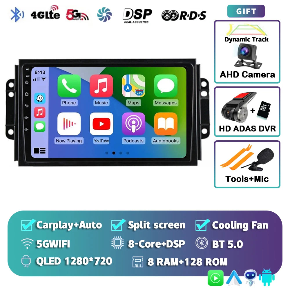 Car Stereo with Apple CarPlay & Android Auto, Compatible with Chery Tiggo 3 3X & Tiggo 2 (2016-2020)