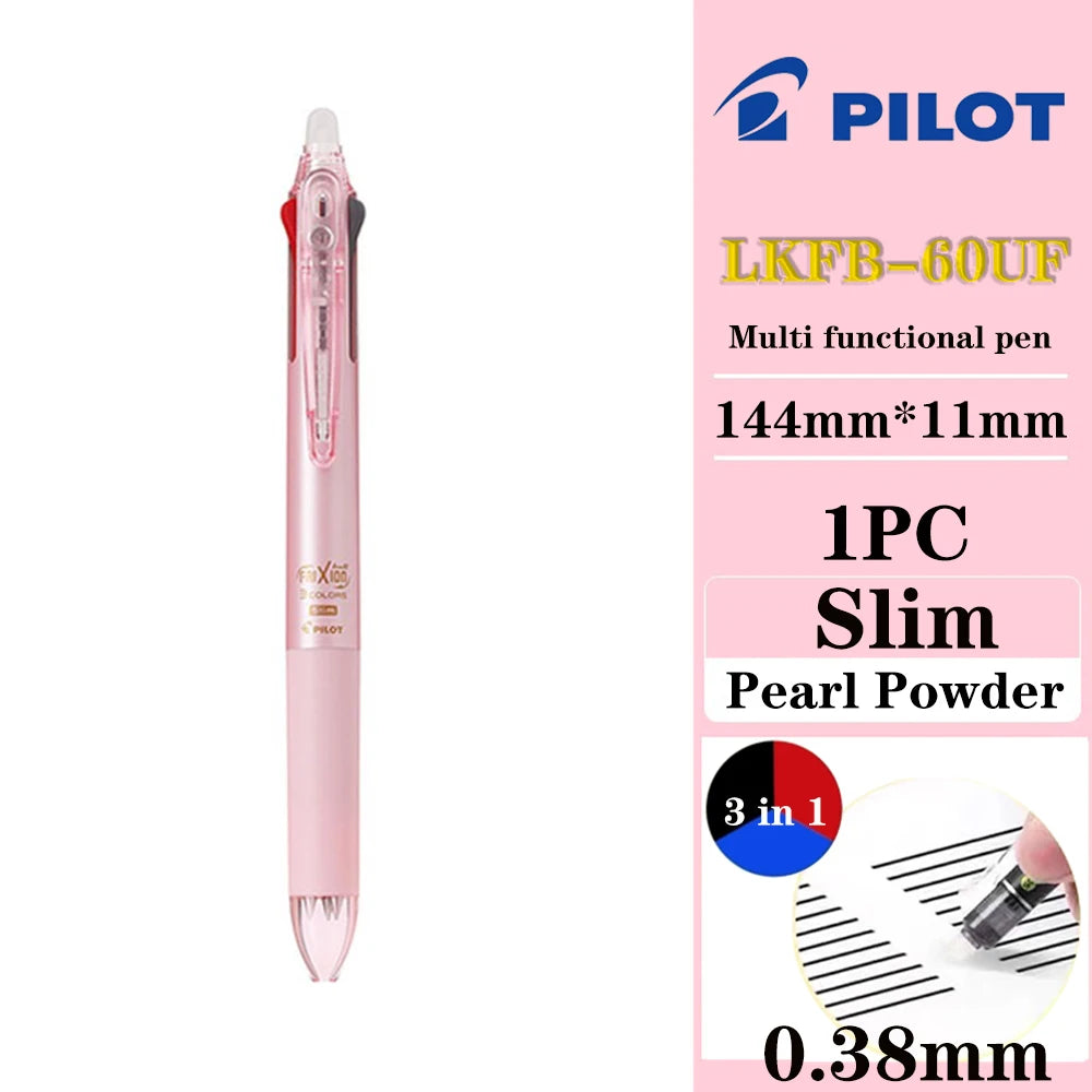 Japan Pilot Frixion Pen 3 in 1 Erasable Gel Pen 3 Colors 0.5mm /0.38mm LKFB-60EF Slim Pen Holder Back To School Stationery