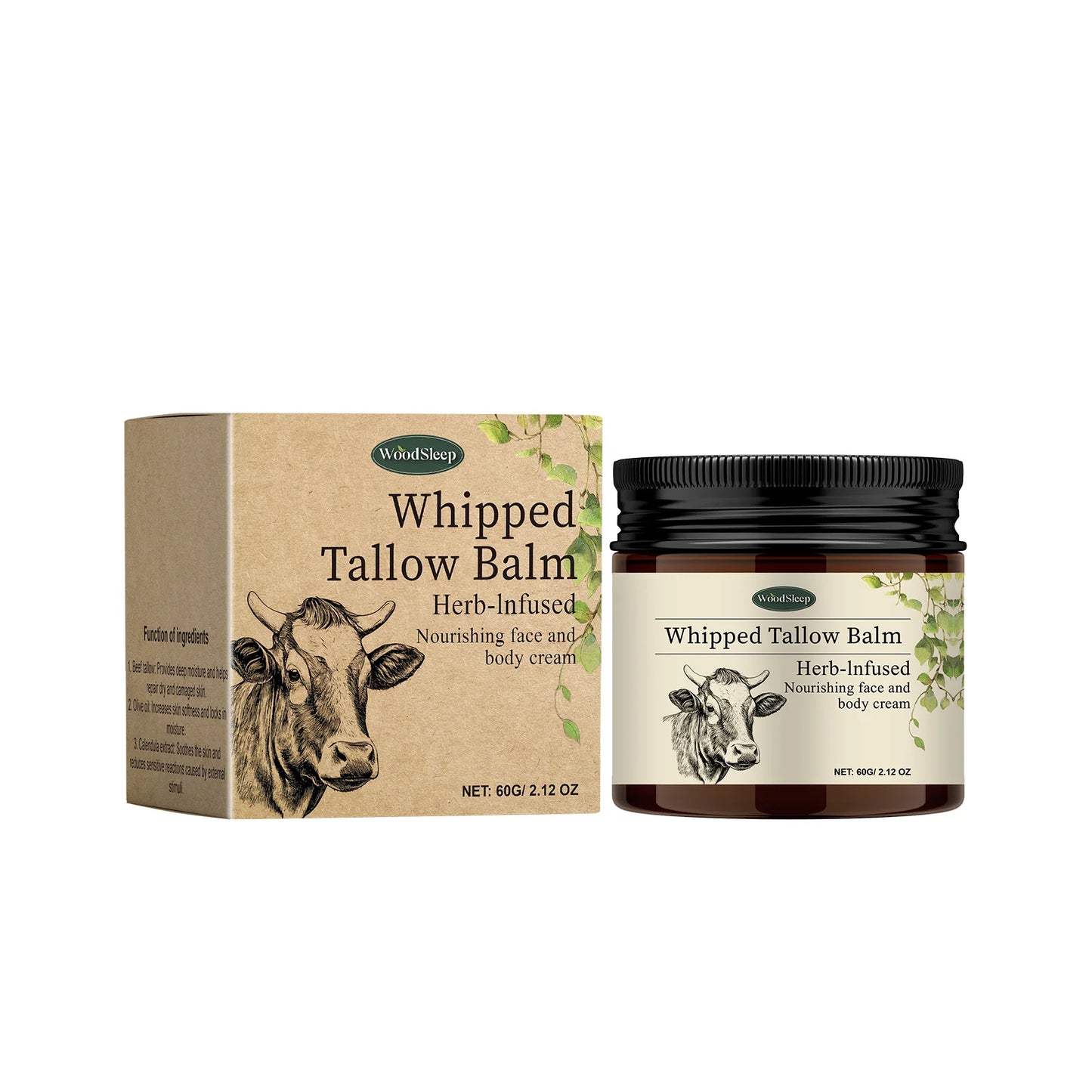 Whipped Beef Tallow Balm - Natural Grass-Fed Moisturizer for Sensitive Skin