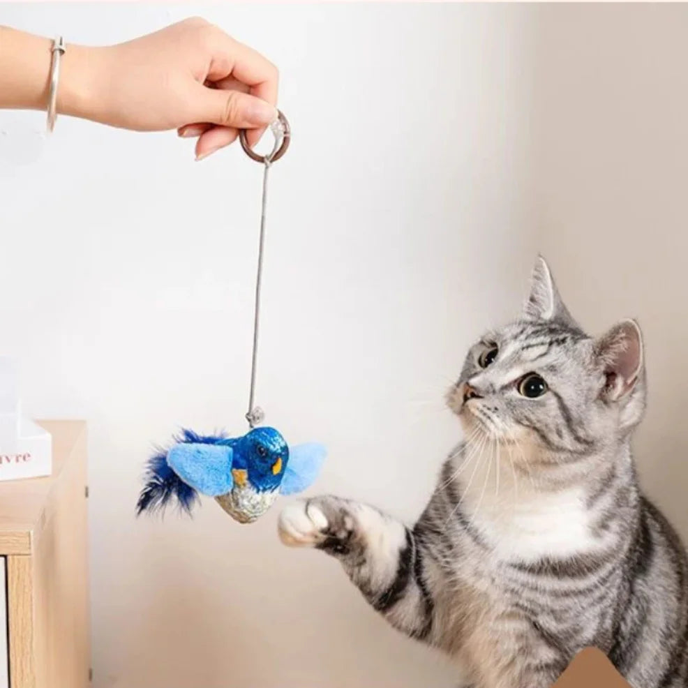 Birds Cat Toys Indoor Interactive Cat Toy for Cats Chasing Teasing Toy Sounding Catnip Cat Teaser Toy Self-hilarity Wall Hanging