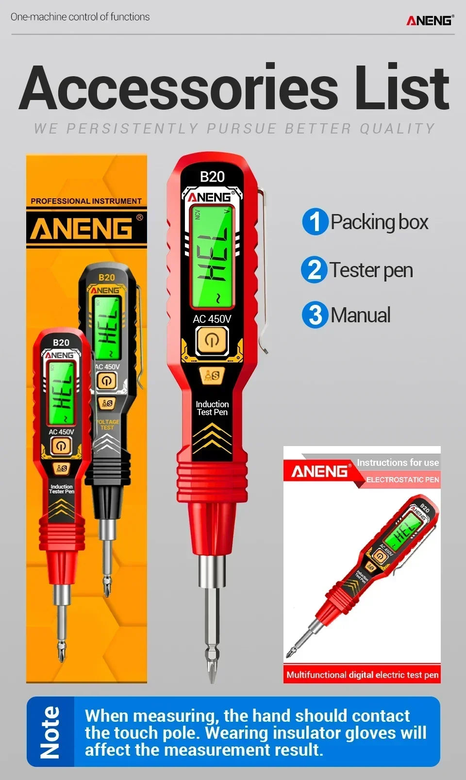 ANENG B20 Voltage Pen screwdriver dual head  11V~ 450V AC Voltage DetectionSmar Screwdriver Dual-use Slotted Cross Meter tools