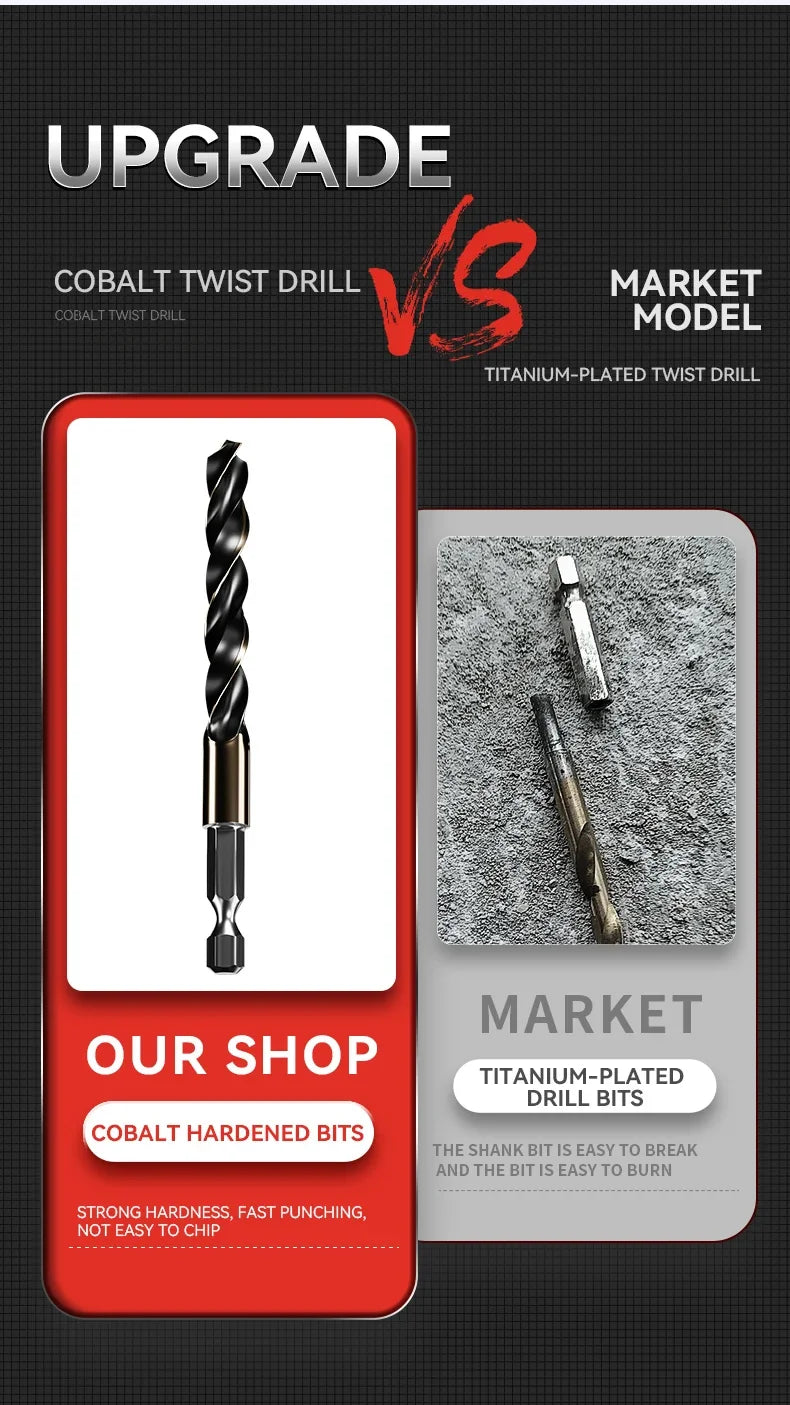 1.5-7.5mm Hex Shank Twist Drill Bit Wood Metal Hole Cutter Core Drilling Tool Cobalt Carbide Tip Flat Drill Bits HSS