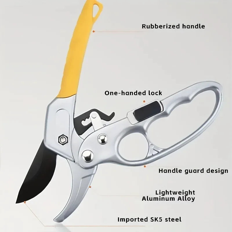 Ergonomic Pruning Shears - Titanium-Plated Alloy Steel, Quick Efficient Cuts, Labor-Saving Spring, For Garden and Fruit Picking