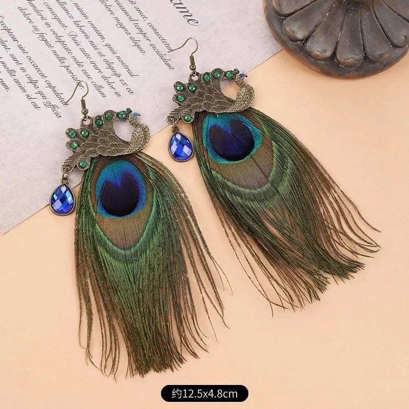Unique Exaggerate Feather Earrings Creative Feathers Long Earrings Trendy Boho Big Earrings Jewelry Wholesale Custom Packaging