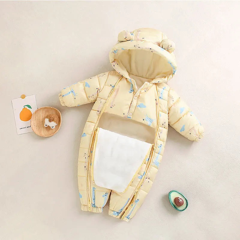 Baby Velvet-Lined Printed Jumpsuit - Thick Winter Romper 3-24 Months - photo 17