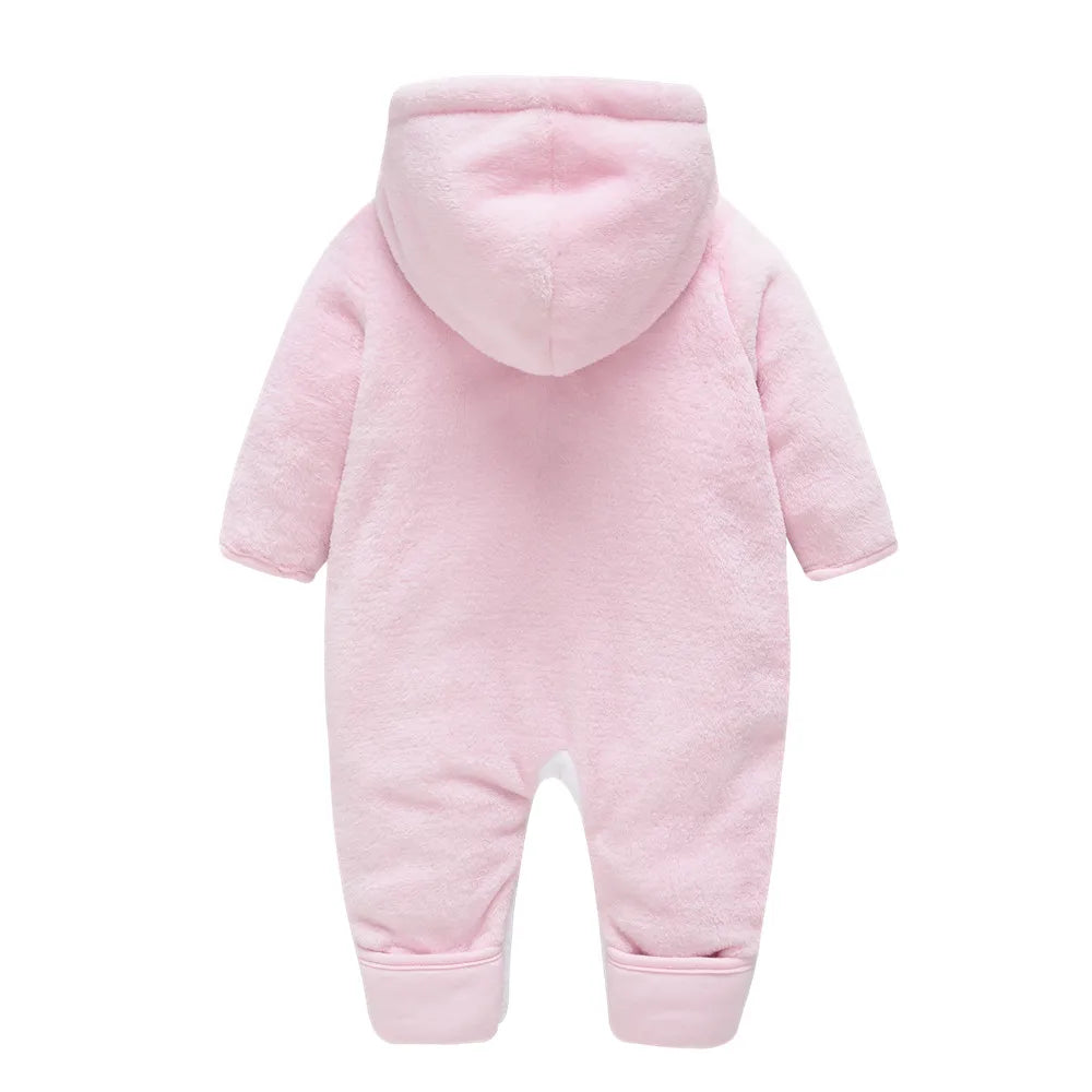 Baby Girl Hooded Cartoon Romper - Thick Long Sleeve Winter Jumpsuit - photo 3