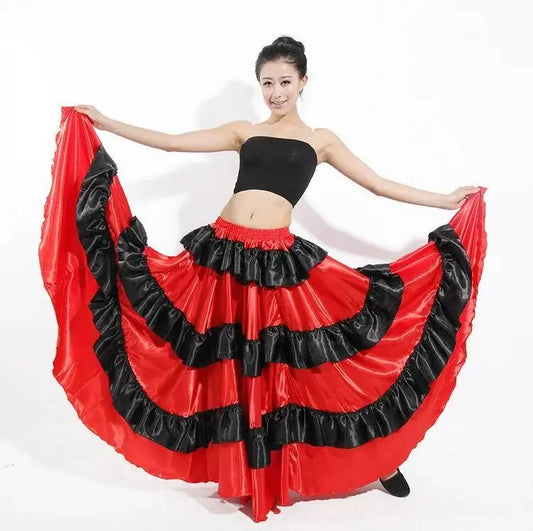 Women's satin big swing flamenco dress